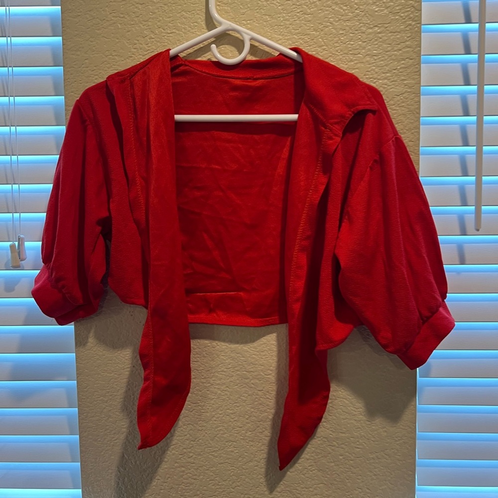 Red cardigan